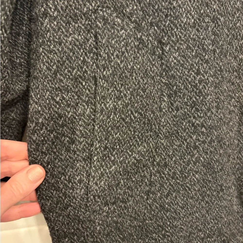 Abercrombie & Fitch Charcoal Herringbone Wool blend Overcoat - Picture 3 of 6